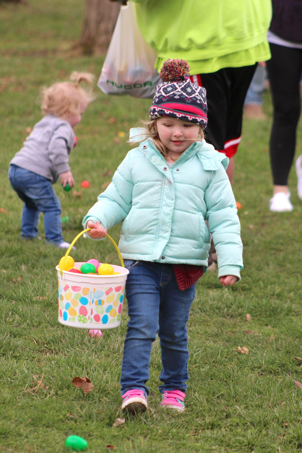 Ada Wilson, 3, hatches a plan to collect her next Easter egg.